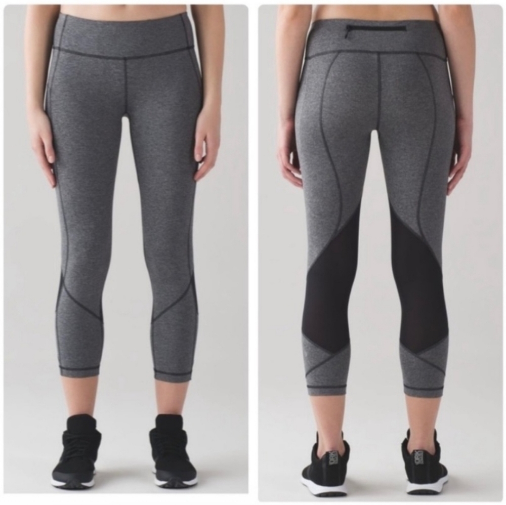 Lululemon Pace Rival Crop Heathered Gray & Black